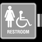 Perpendicular Overhead - Restroom w/Female & ISA Symbols