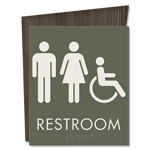 Restroom Sign w/Unisex & ISA Symbols