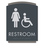 Restroom Sign w/Female & ISA Symbols