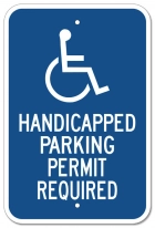 Handicapped Parking Permit Required - with symbol