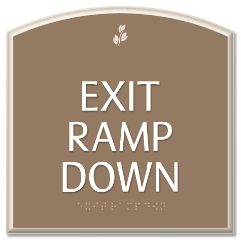 "Exit Ramp Down" Egress Sign - CA Compliant