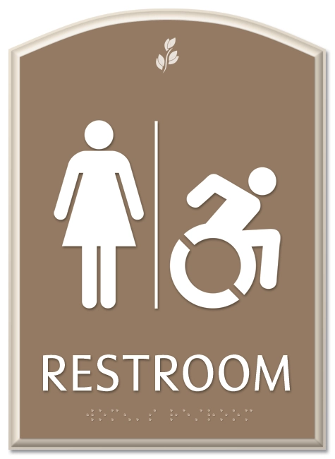 Restroom Sign w/Female & Dynamic ISA Symbols