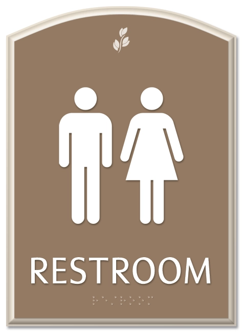 Restroom Sign w/Male, Female & ISA Symbols