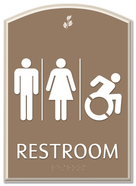 Restroom Sign w/Unisex & Dynamic ISA Symbols