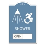 1-Line Shower Sign w/Sliding Panel & Symbols - Dynamic ISA Symbol