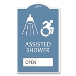 2-Line Shower Sign w/Sliding Panel & Symbols - Dynamic ISA Symbol