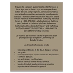 California Human Trafficking Spanish Version Notice
