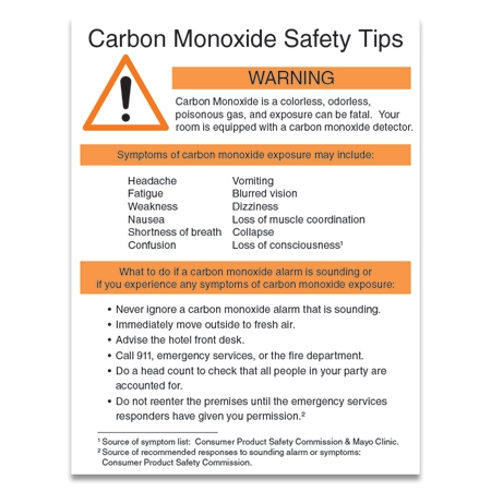 Carbon Monoxide Safety Tips Sign - Pack of 50