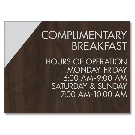 Complimentary Breakfast Sign w/ Hours