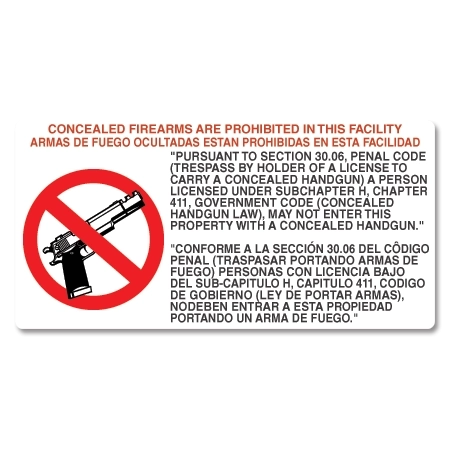 Concealed Firearms Prohibited - Texas Code