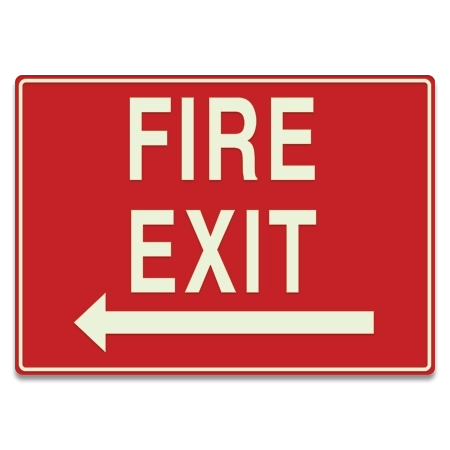 "Fire Exit" Directional Sign w/Left Arrow - LaserGlow