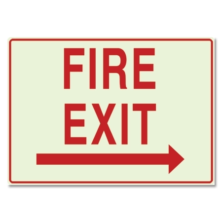 "Fire Exit" Directional Sign w/Right Arrow - LaserGlow
