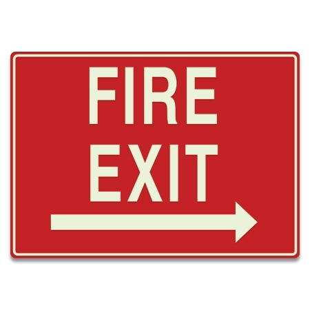 "Fire Exit" Directional Sign w/Right Arrow - LaserGlow