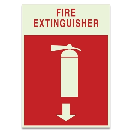 "Fire Extinguisher" Sign w/Symbol and Arrow - LaserGlow