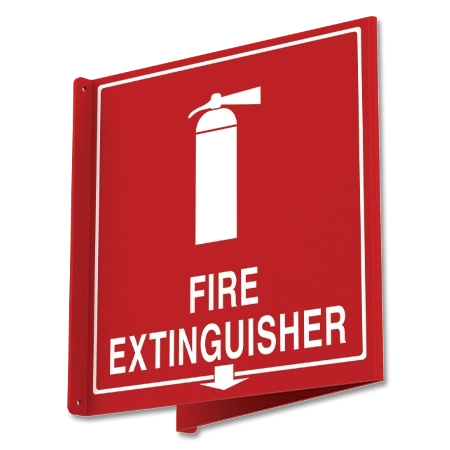 "Fire Extinguisher" Sign w/Symbol and Arrow - Overhead Sign