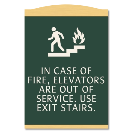In Case of Fire, Elevators Are Out of Service... w/No Braille