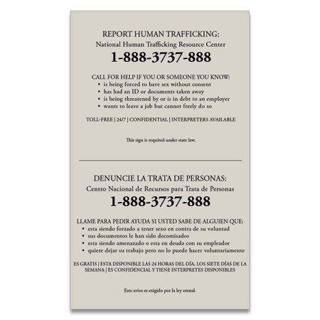 Maryland Large Human Trafficking Notice - Acrylic
