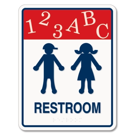 Restroom Sign w/ Boy & Girl Symbols