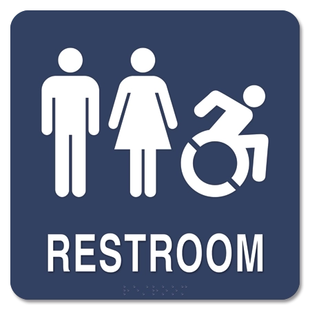 Restroom Sign w/Unisex & Dynamic ISA Symbols