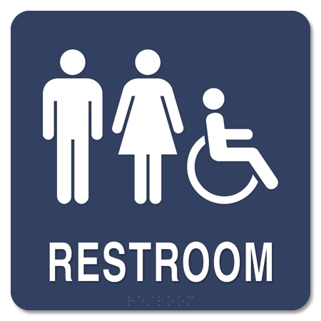 Restroom Sign w/ Unisex & ISA Symbols