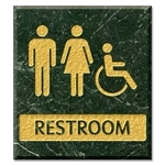 Restroom Sign w/ Unisex & ISA Symbols