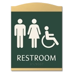 Restroom Sign w/ Unisex & ISA Symbols