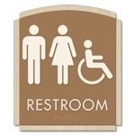 Restroom Sign w/ Unisex & ISA Symbols