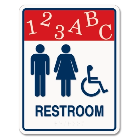 Restroom Sign w/ Unisex & ISA Symbols