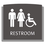 Restroom Sign w/ Unisex & ISA Symbols