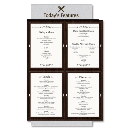 "Today's Features" Menu Display w/4 Insert Holders