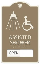 Assisted Shower Sliding Panel Sign