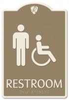 Restroom Sign w/Male & ISA Symbols