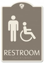 Restroom Sign w/Male & ISA Symbols