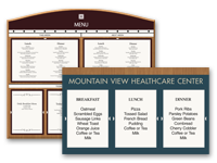 Menu boards for healthcare facility restaurants, cafes, and more